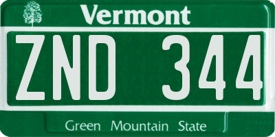 VT license plate ZND344