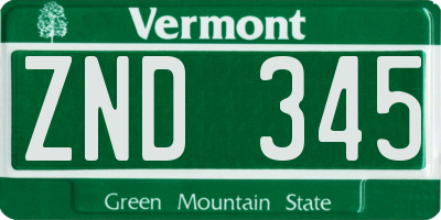 VT license plate ZND345
