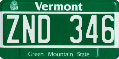 VT license plate ZND346