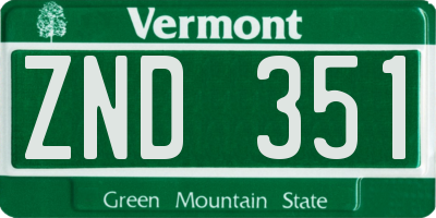VT license plate ZND351