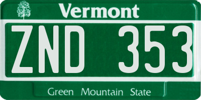VT license plate ZND353