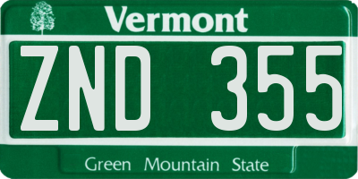 VT license plate ZND355