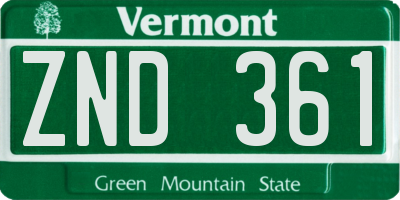 VT license plate ZND361