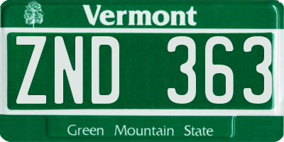 VT license plate ZND363