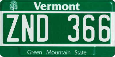 VT license plate ZND366