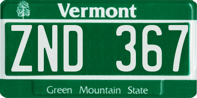 VT license plate ZND367