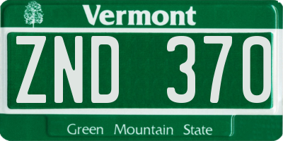 VT license plate ZND370
