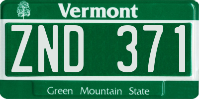 VT license plate ZND371