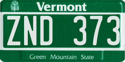 VT license plate ZND373