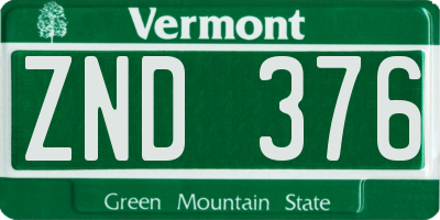 VT license plate ZND376