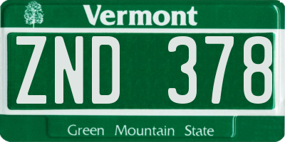 VT license plate ZND378