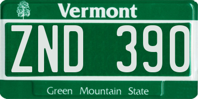 VT license plate ZND390