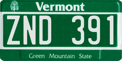 VT license plate ZND391