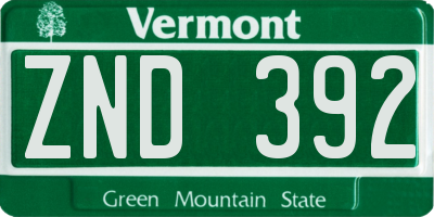 VT license plate ZND392
