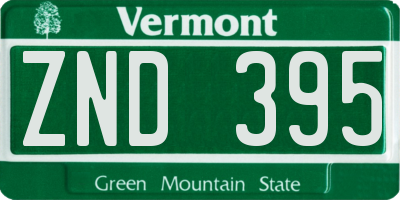 VT license plate ZND395