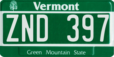 VT license plate ZND397