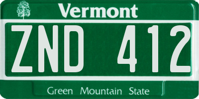 VT license plate ZND412