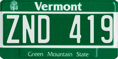 VT license plate ZND419