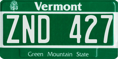 VT license plate ZND427