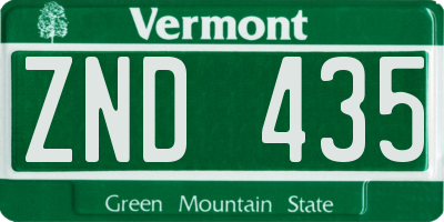 VT license plate ZND435