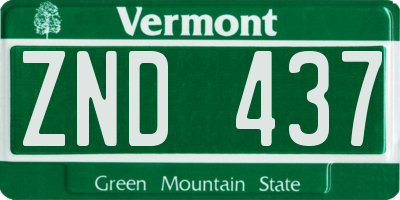VT license plate ZND437
