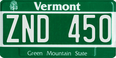 VT license plate ZND450