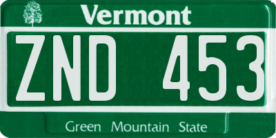 VT license plate ZND453