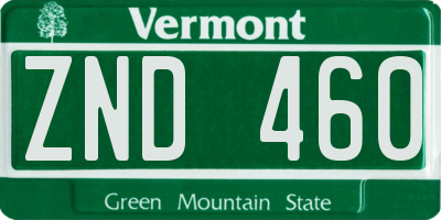 VT license plate ZND460