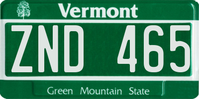 VT license plate ZND465