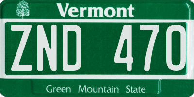 VT license plate ZND470