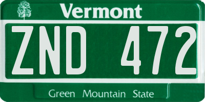 VT license plate ZND472