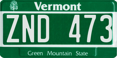 VT license plate ZND473