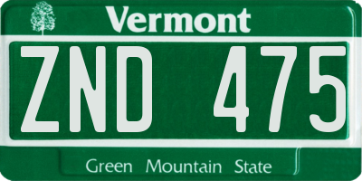 VT license plate ZND475