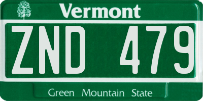 VT license plate ZND479