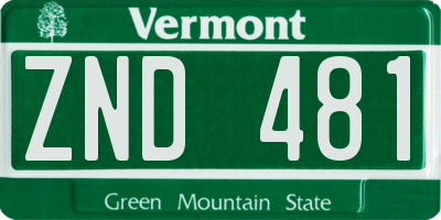 VT license plate ZND481
