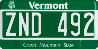 VT license plate ZND492