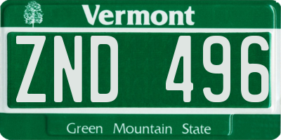 VT license plate ZND496