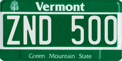 VT license plate ZND500