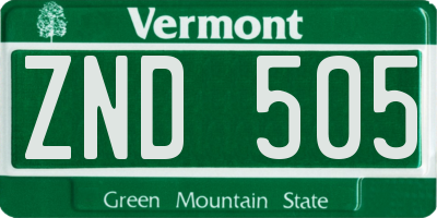 VT license plate ZND505