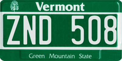 VT license plate ZND508