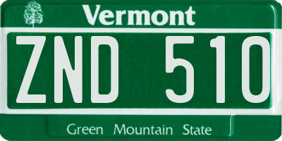 VT license plate ZND510
