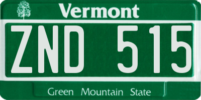 VT license plate ZND515