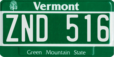 VT license plate ZND516