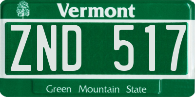 VT license plate ZND517