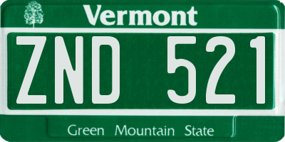 VT license plate ZND521