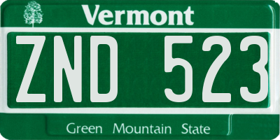 VT license plate ZND523
