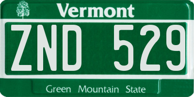 VT license plate ZND529