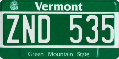 VT license plate ZND535