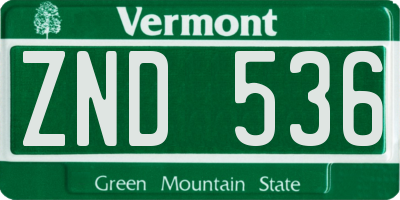VT license plate ZND536