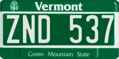 VT license plate ZND537